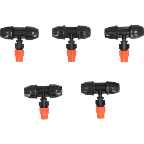 5Pcs Tee Nozzles Water Hose Connector Adjustable Misting Sprayer Watering Equipment for 9/12 Pipe Tee Nozzle