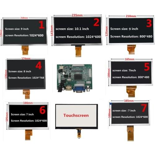 7/8/9/10.1Inch 1024*600 Screen LCD Display with HDMI VGA Driver Board Monitor for Raspberry/Banana/Orange Pi Mini Computer