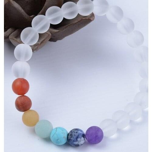 8mm wtg2 adjusted white crystal glass Bracelet Stone bead women Chakra Healing Balance Reiki Buddha Prayer Yoga