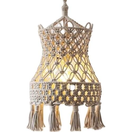 Hand-knitted Lampshade Macrame Hanging Lamp Decoration Living Room Tassel Tapestry