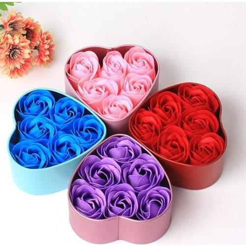Scented Rose Flower Petal Bath Body Soap Wedding Party Gift Red Pink Blue Purple Paper Soap Artificial Fake Dried Flower