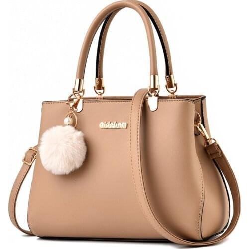 Brand Medium Large Capacity Ladies Totes Hairball Strap Litchi Casual Satchels 2020 Women Shoulder Crossbody Bag Handbags