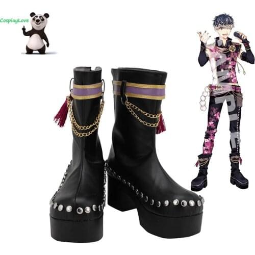 Idolish 7 Remember Momo Black Cosplay Shoes Cosplay Long Boots Leather Custom Made For Christmas Halloween