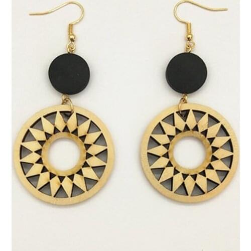 Wood Queen Africa Fashion Lady Dreamcatcher Flower Geo Hiphop Rock Earrings Women Wooden DIY Pop Party Jewelry Vintage Accessory