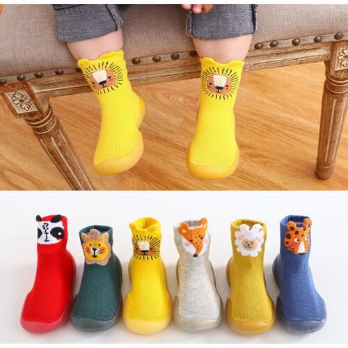 Baby Cartoon Lion Anti-skid Floor Socks Shoes Autumn Boy Girls Childrens Rubber Sole Shoes Baby Toddler Born Fashion Sock Shoes