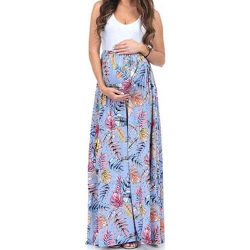 Long Print Patchwork Sleeveless Beach Pregnant Woman O-neck Maternity Dresses For Photo Shoot Maternity Photography Props 2021