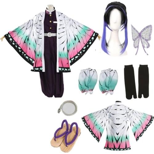 Anime Demon Slayer Cosplay Kimono Comic Kochou Shinobu cosplay Clothing Halloween Womens Kimono Outfit