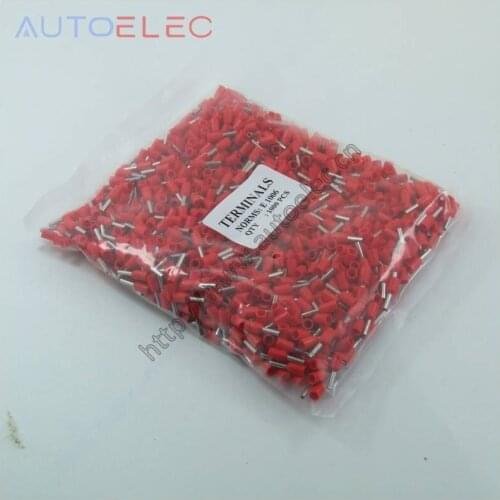 1000pcs E1006 Ferrule Terminal Cord End Terminal AWG18 1mm2 Copper Brass Wire Copper Insulated Crimp Pin Connector tubeTerminals