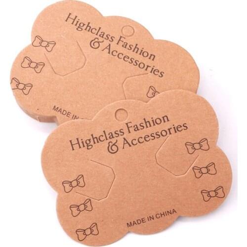 Kraft Fashion Jewelry Packaging Cards 200pcs/lot 6.8x9cm Lovely Bow Printed DIY Paper Cards for Jewelry Hairpin Display Hang Tag