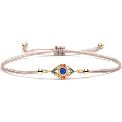 Multicolor Cubic Zirconia Evil Eye Lucky Charm Bracelet Women Girl 2020 New Fashion Greek Blue Eye CZ Red String Jewelry Present