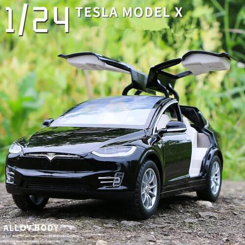 1:24 Tesla Model X Alloy Car Model Diecasts Metal Simulation Toy Vehicles Car Model Collection Sound Light Kids Gift