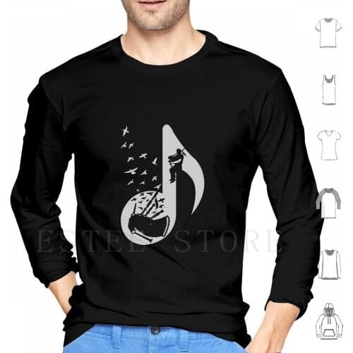 Musical Note-Bagpipes Hoodie Long Sleeve Musical Note Bagpipes Bagpipes Music Intrumental Instrument Musical Instrument