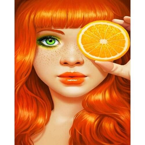 DIY Painting By Numbers Cartoon Beauty Oil Coloring By Numbers Orange Wall Art Canvas Picture Hand Painted Home Decoration 40x50