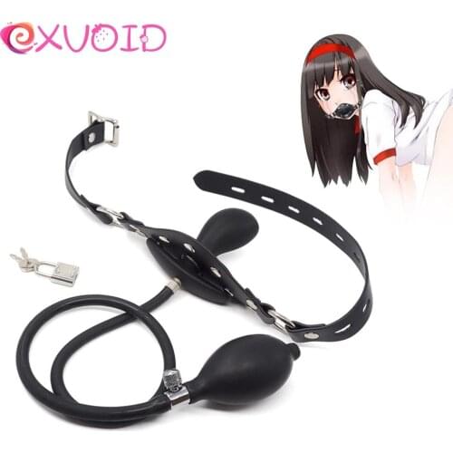 EXVOID Slave Restraints Oral Dildo Plug Open Mouth Gag Fetish Inflatable Penis Gag Adult Sex Toys For Couples BDSM Bondage