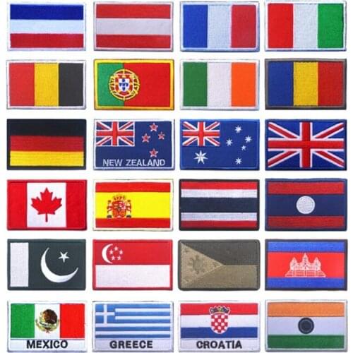 Country Flag patch Stripes Embroidered Russia Turkey France EU Netherlands Flag Tactical Military Patches clothes Applique Badge