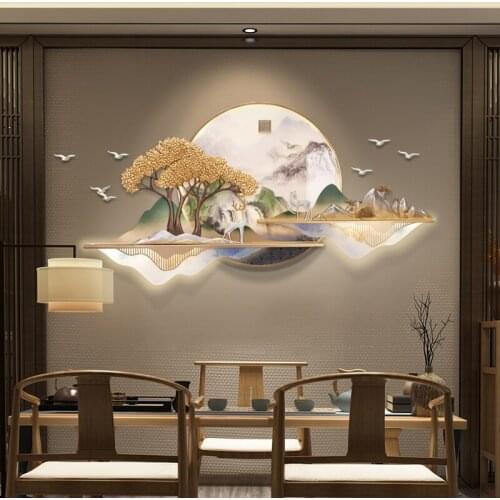 New Chinese Style round Wall Decoration Pendant Iron Art Light Luxury Oversized Wall Hanging Decoration