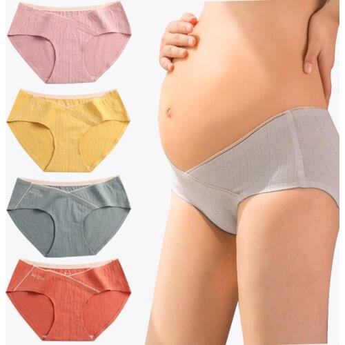 OkayMom M-3XL Soft Cotton Maternity Panties U-Shaped Low Waist Pregnancy Briefs Pregnant Women Underwear Intimates Clothing 2020