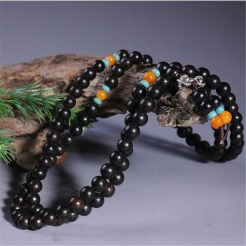 Wholesale 10Pcs Natural Black Sandalwood Beads Bracelet Buddhist Rosary Beads 108 Prayer Mala Men Women Meditation Jewelry Gift