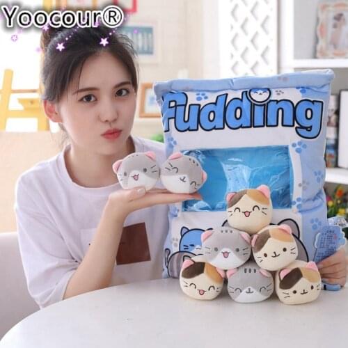 A Bag Animals Toy Plush Mini Balls Snack Cat Pig Stuffed Pudding Shaped Plushie Kids Boys Girls Xmas Birthday Gift