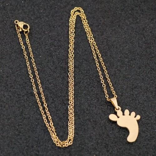 Personalized Small Foot Pendant Necklace For Women Customizable Fashion Gold Color Collar Chain Plated Stainless Steel