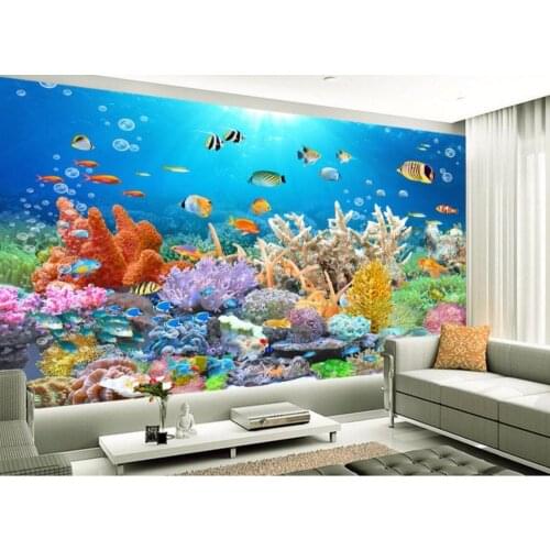 Custom photo 3d room wallpaper Non-woven picture Coral reef fish decoration painting 3d wall murals wallpaper for walls 3 d