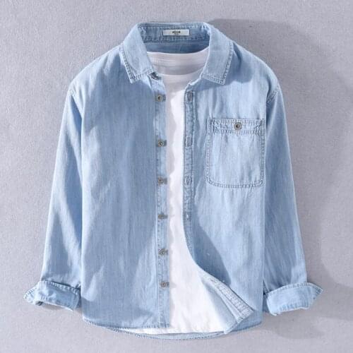 Spring Autumn New Mens High-quality Denim Shirts Classic Fashion Loose Casual Long Sleeve Shirt Male Branded Denim Thin Jacket