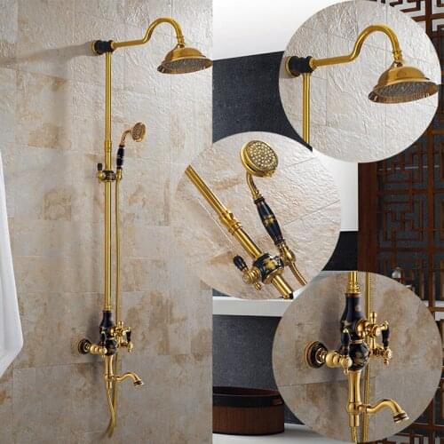 Bathroom Shower faucet Rainfall Shower Faucet Set Gold Brass and Ceramic Hot and Cold Bathroom Shower Faucet Set Bath Mixer Tap