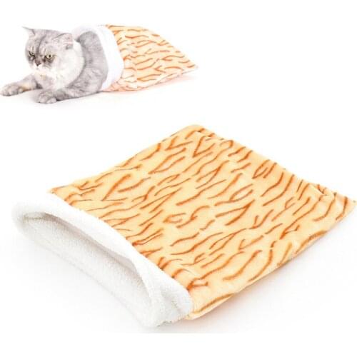 Cat Sleeping Bag Self Warming Cat Beds for Indoor Cats Cute Soft Fluffy Cat Bed Mat Washable Kitten Bed for Puppy & Cats