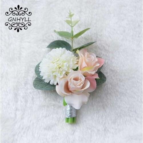 Wedding Prom Boutonniere Flower Brooch Hand Corsage Witness Boutonniere Groom Bridesmaid Groomsmen Wrist Flowers