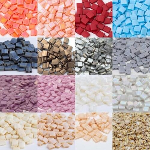 Taidian 5x5x1.9mm Miyuki Tila Beads Solid Opaque Glass Pearls For Made Beaded Bracelet All- Match 10g/tube