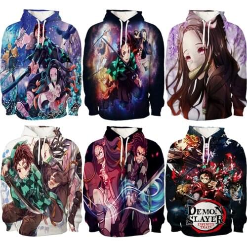 Anime Demon Slayer Hoodie Couple Sweatshirts Men Women Long Sleeve Hip Hop Sportswear Harajuku Sweatshirts Boys Girls Tracksuits