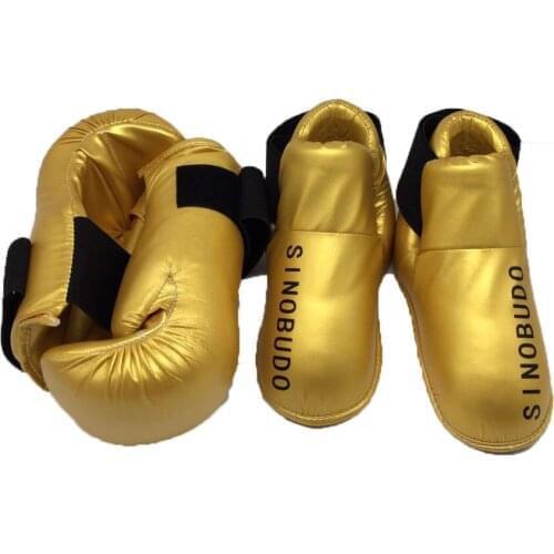 High Quality ITF Gloves Foot Protector Adult Training Sandbag Boxing Sanda/Karate /Muay Thai /Taekwondo Hand and Foot Guard Gold