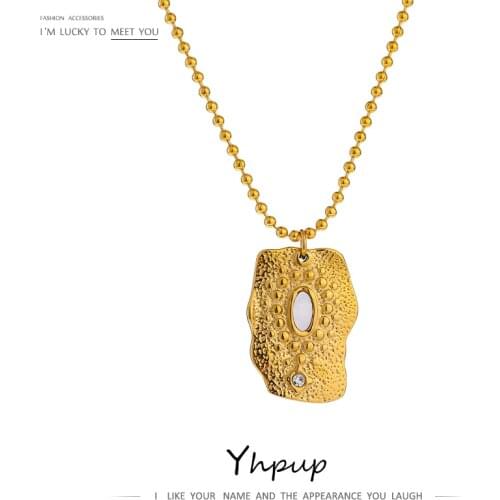 Yhpup Waterproof Stainless Steel Jewelry Vintage Creativity Irregular Pendant Necklace Women Brand 2021 18 K Metal Gold Necklace