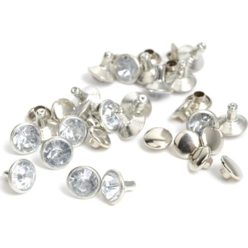 100 Crystal 8mm Round Studs Spots Punk Nailheads Spikes Shoes Punk,Shoes,Bags,clothes Accessories Apparel Sewing Garment Rivet