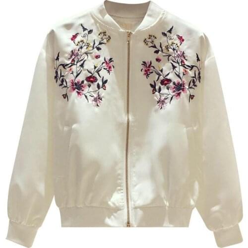 2020 Autumn New Plant Flower Embroidery Female Baseball Uniform Korean Loose Stand-up Collar Casual Trend Zipper Women Jacket