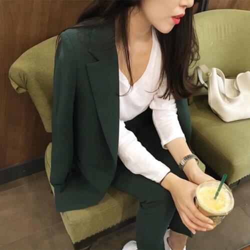 Womens suit 2 sets of womens fashion jacket feet pants suit womens long-sleeved casual suit nine pants autumn