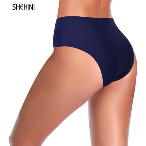 SHEKINI Womens Swimsuit Panties Retro High Waisted Bikini Bottoms Ruched Swim Shorts Tankini Bottoms Solid Beach Swim Trunks