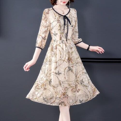 2021 Spring Vintage Floral Chiffon Beach Midi Dress Summer Casual Print 3XL Plus Size Dress Elegant Women Bodycon Party Vestidos