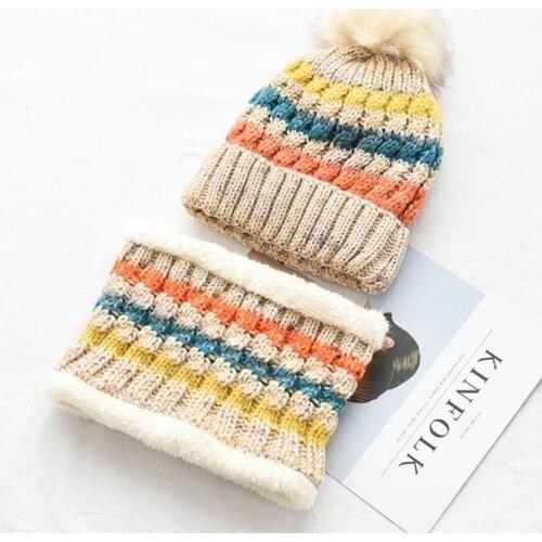 Winter knitted Beanies Hats Women Thick Warm Beanie Skullies Hat Female knit Letter Bonnet Beanie Caps Outdoor Riding Sets