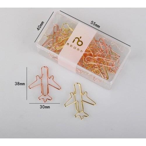 Pcs/lot golden airplane shape paper clip material escolar bookmarks for books stationery school supplies papelaria child r20
