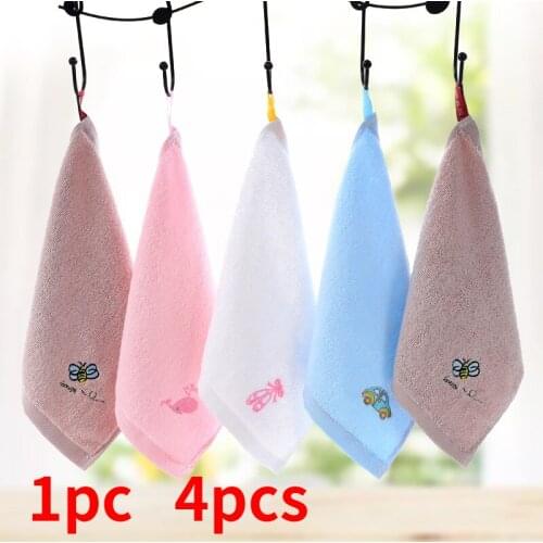 1pc 4pcs All pure cotton small square 25x25 cartoon embroidered baby hook square towel childrens face towel gift customization