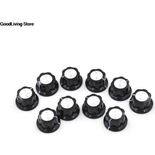10pcs/pack Black Potentiometer Knob Rotary Cap MF-A01 A01 Potentiometer Bakelite Governor knob Material Plastic Metal