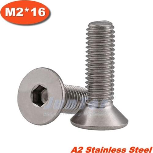 100pcs/lot DIN7991 M2*16 Stainless Steel A2 Flat Socket Head Cap Screw