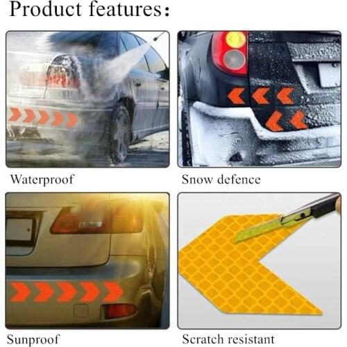 12Pcs Car Sticker Reflective Tape Safety Caution Tail Bar Bumper Sticker For Car Bumper Trunk Reflector Hazard Tape Car Styling