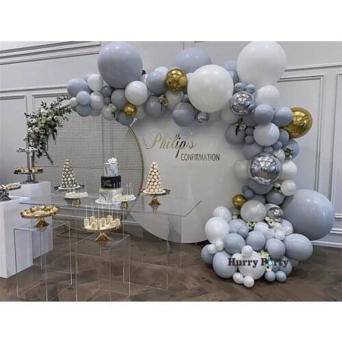 140Pcs Diy Macaron Gray White Balloon Garland Arch Kit 4D Gold Foil Balloon For Birthday Baby Shower Weddings Party Decoration