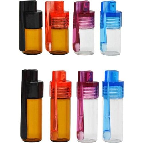 36mm/51mm Glass Bottle Snuff Snorter Botella Bullet Acrylic Pill Case Random Color New