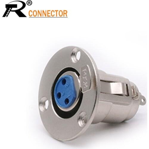 4pcs High quality Nickel Plated 3PIN XLR Connector 3 Holes Panel Mount Push-type Female XLR Aviation Connector Audio XLR Adapter