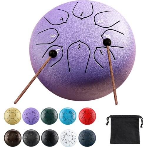 6 Inch 8 Tone Steel Tongue Drum 10 Colors Carbon Steel Ethereal Drum Percussion Musical Instrument Christmas Gift Adult Children