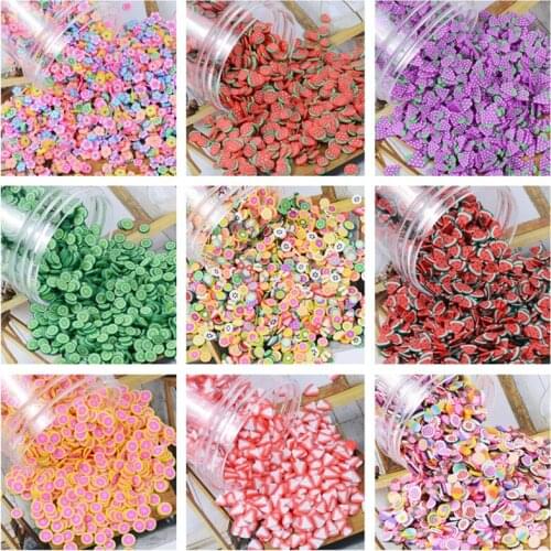 65g Colorful Fruits Heart Polymer Slices Hot Clay Fake Sprinkles for Slime Filler DIY Nail Art Decoration Tiny Klei Accessories