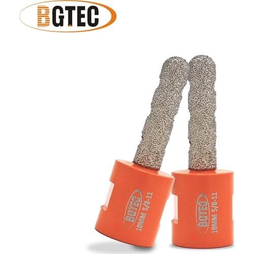 BGTEC 2pcs 10mm Vacuum Brazed Diamond finger bits With 5/8-11 Thread Enlarge shape round bevel existing holes